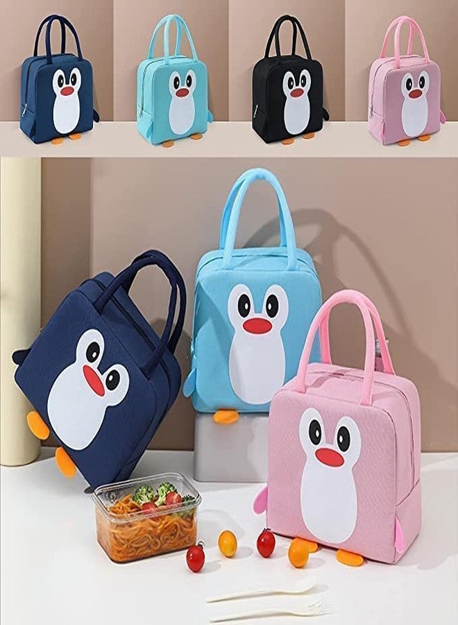 Flywind Lunch Bag || Cute Cartoon Penguin || Organizer Storage || Travel Lunch Tiffin Storage Bag for Office, College & School Polyester, Regular Size(Sky Blue) - Image 3